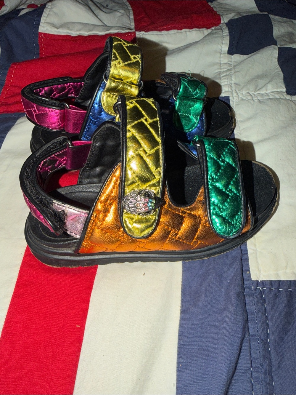 Kurt Geiger Kids Metallic Quilted Multicolor Strap Sandals - Picture 2 of 2